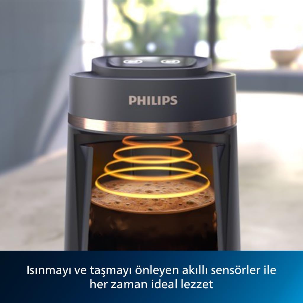Philips 5000 Serisi Türk Kahvesi Makinesi, Közde Türk Kahvesi Pişirme Fonksiyonu, Kullanımı Kolay Dokunmatik Tuşlar, Siyah & Metal, HDA150/61