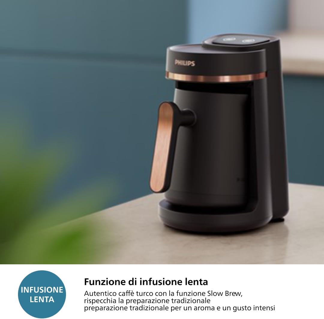 Philips 5000 Serisi Türk Kahvesi Makinesi, Közde Türk Kahvesi Pişirme Fonksiyonu, Kullanımı Kolay Dokunmatik Tuşlar, Siyah & Metal, HDA150/61