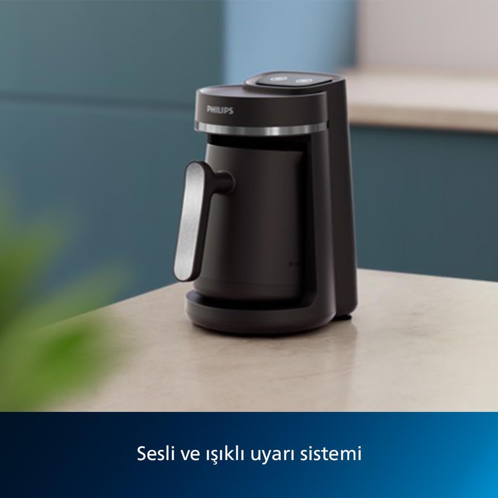 Philips 5000 Serisi Türk Kahvesi Makinesi, Közde Türk Kahvesi Pişirme Fonksiyonu, Kullanımı Kolay Dokunmatik Tuşlar, Siyah & Metal, HDA150/61