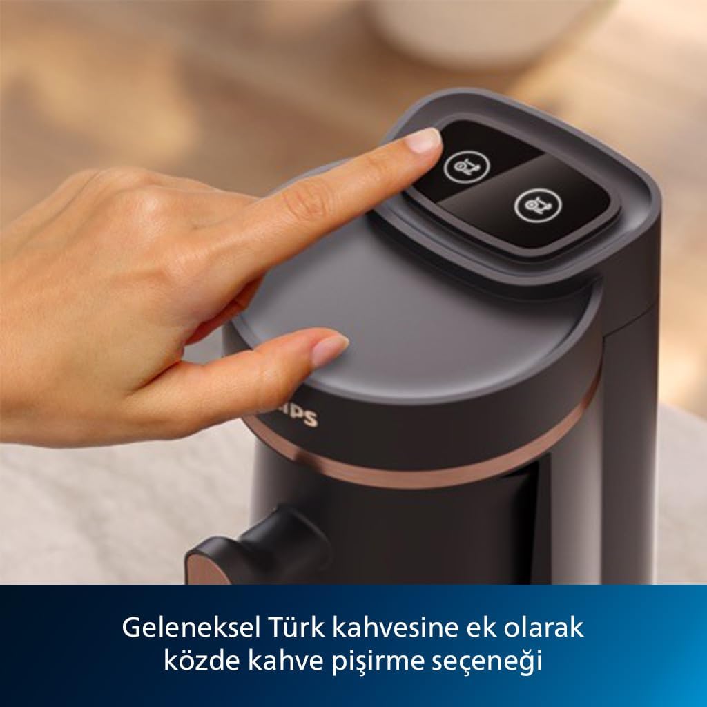 Philips 5000 Serisi Türk Kahvesi Makinesi, Közde Türk Kahvesi Pişirme Fonksiyonu, Kullanımı Kolay Dokunmatik Tuşlar, Siyah & Metal, HDA150/61