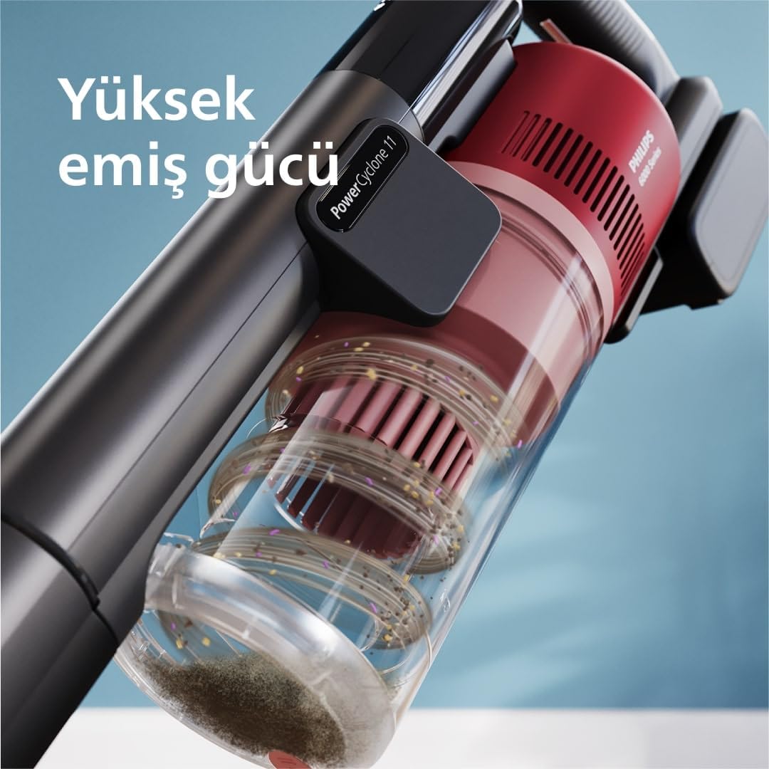 Philips 7000 Serisi Aqua 25.2 V Kablosuz Dik Süpürge, PowerCyclone 12, TriActive Akıllı Başlık, 80 dk'ya kadar Şarj, 3 Aşamalı Filtreleme, XC7053/01