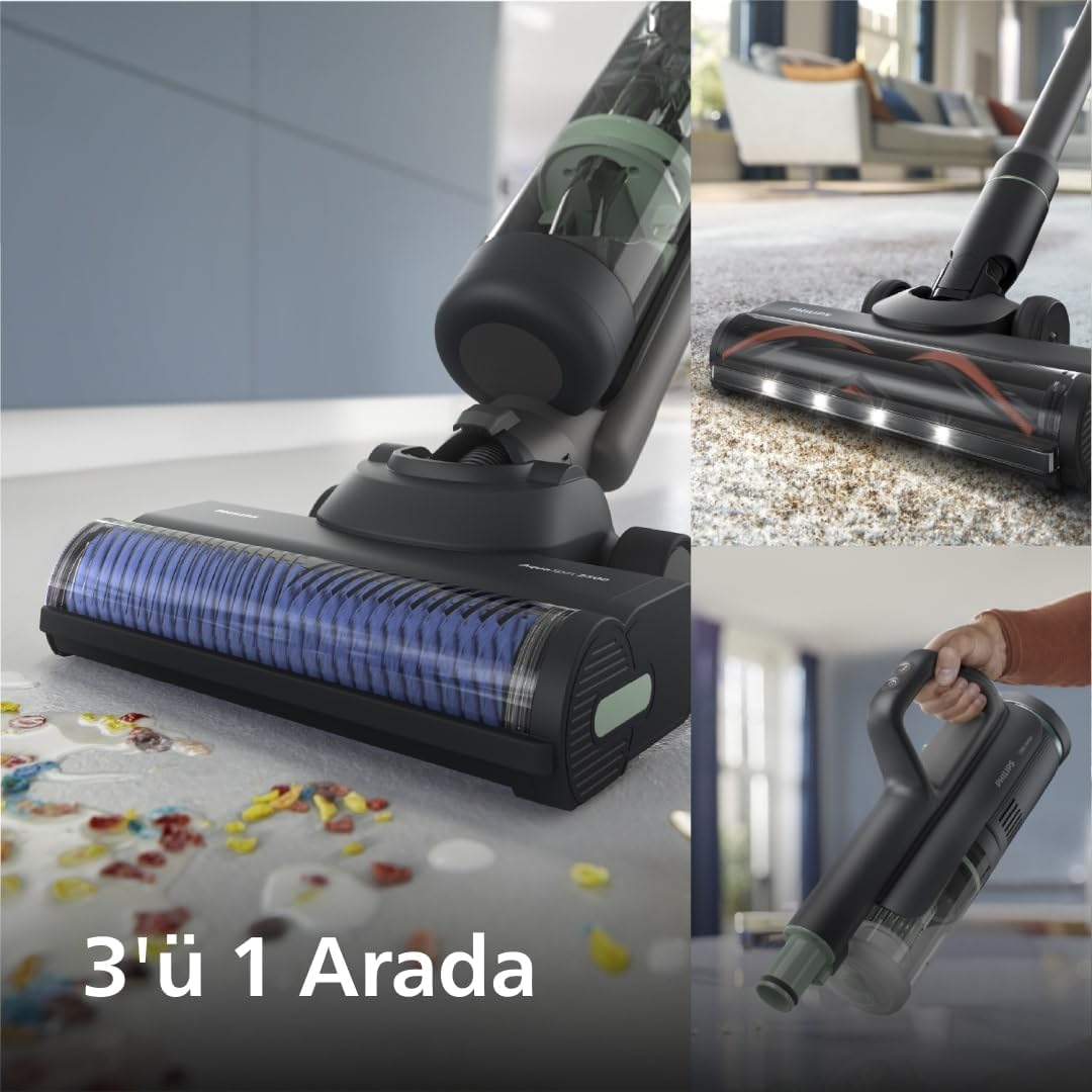 Philips Kablosuz Dikey Süpürge, Otomatik Temizleme ve Şarj İstasyonu,