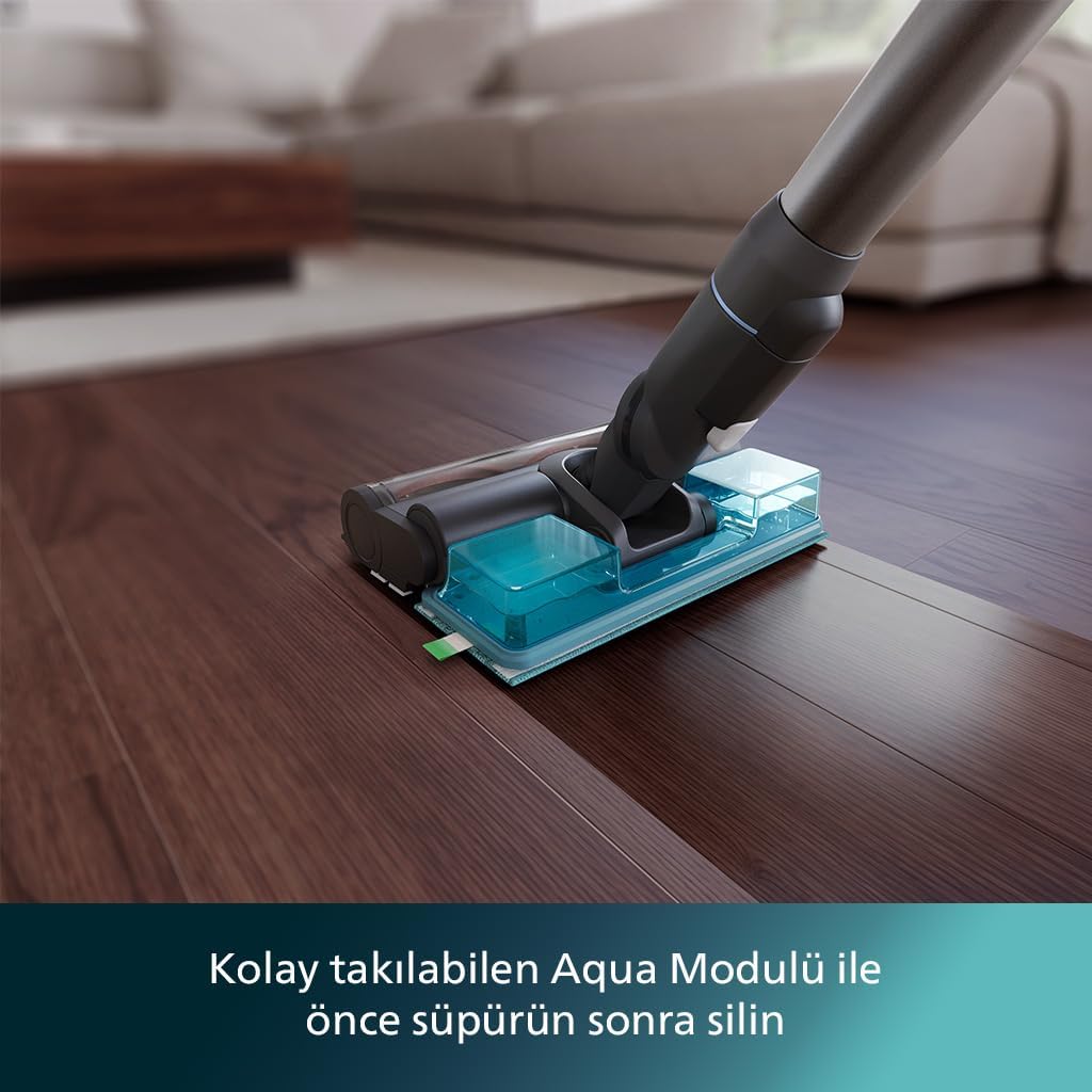 Philips 7000 Serisi Aqua 25.2 V Kablosuz Dik Süpürge, PowerCyclone 12, TriActive Akıllı Başlık, 80 dk'ya kadar Şarj, 3 Aşamalı Filtreleme, XC7053/01