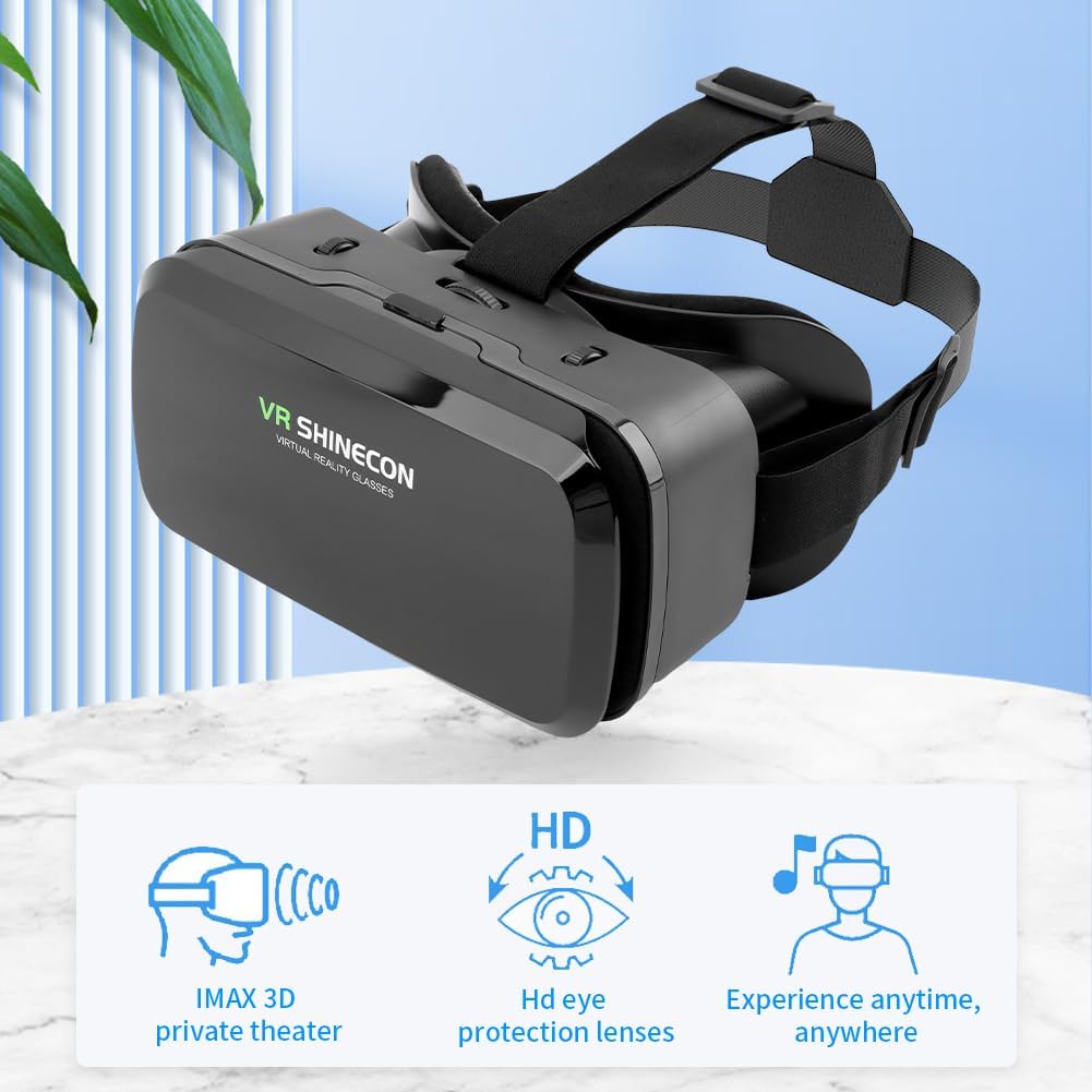 LVOERTUIG VR Headsets Virtual Reality Headsets for Phone Cell Phone 3D Glasses Helmets VR Goggles for TV Movies Video Games Support 4-6inches Mobile Screen,100° Large Viewing Angle(Black)
