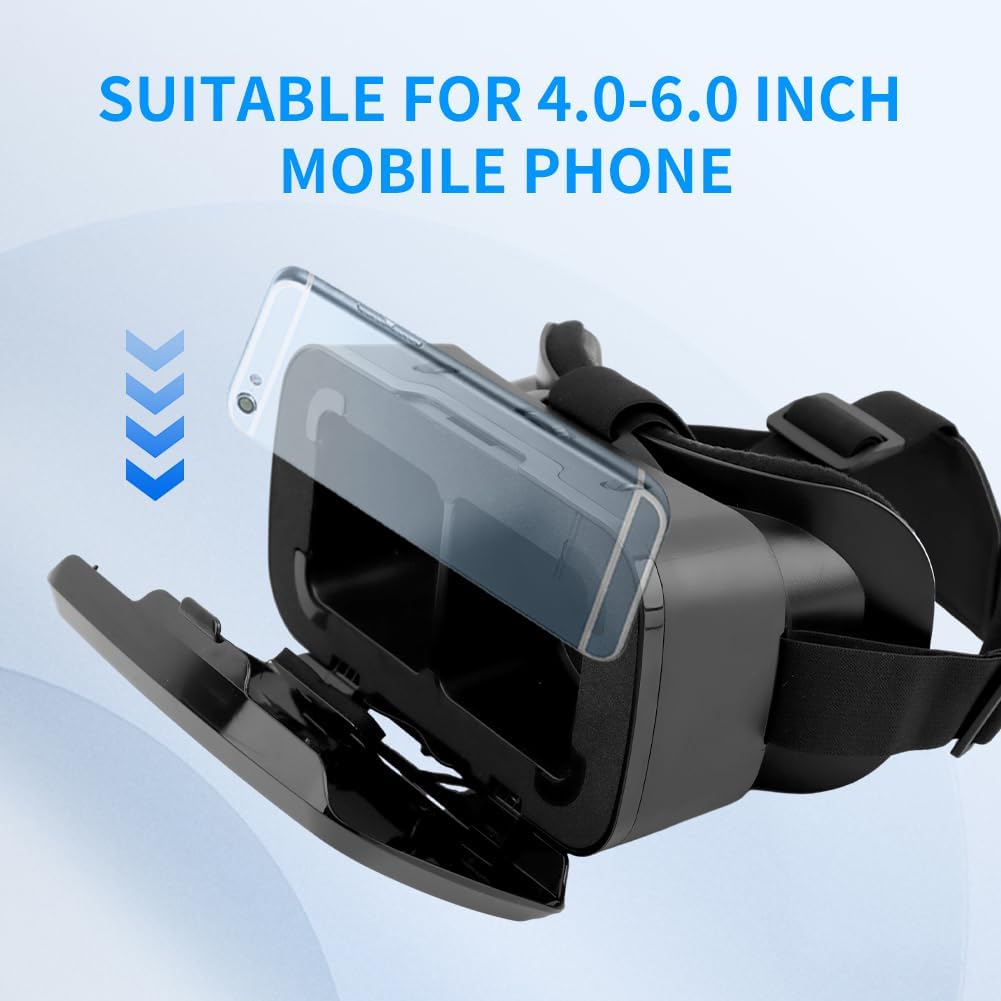 LVOERTUIG VR Headsets Virtual Reality Headsets for Phone Cell Phone 3D Glasses Helmets VR Goggles for TV Movies Video Games Support 4-6inches Mobile Screen,100° Large Viewing Angle(Black)
