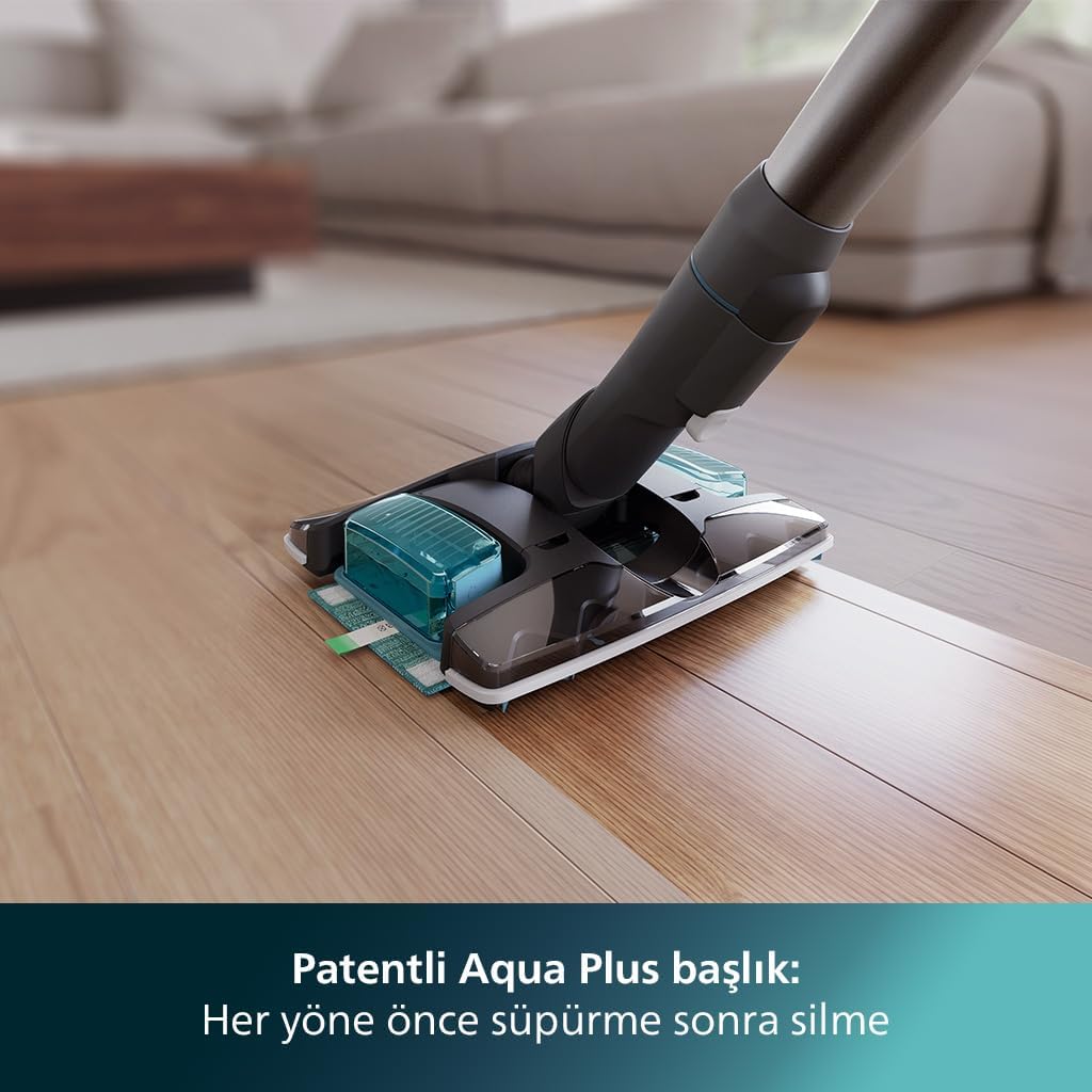 Philips 7000 Serisi Aqua 25.2 V Kablosuz Dik Süpürge, PowerCyclone 12, TriActive Akıllı Başlık, 80 dk'ya kadar Şarj, 3 Aşamalı Filtreleme, XC7053/01