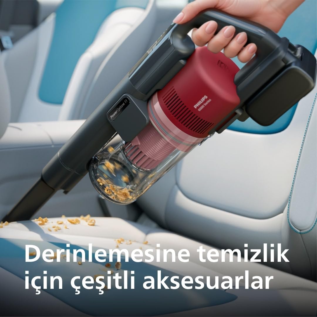 Philips 7000 Serisi Aqua 25.2 V Kablosuz Dik Süpürge, PowerCyclone 12, TriActive Akıllı Başlık, 80 dk'ya kadar Şarj, 3 Aşamalı Filtreleme, XC7053/01