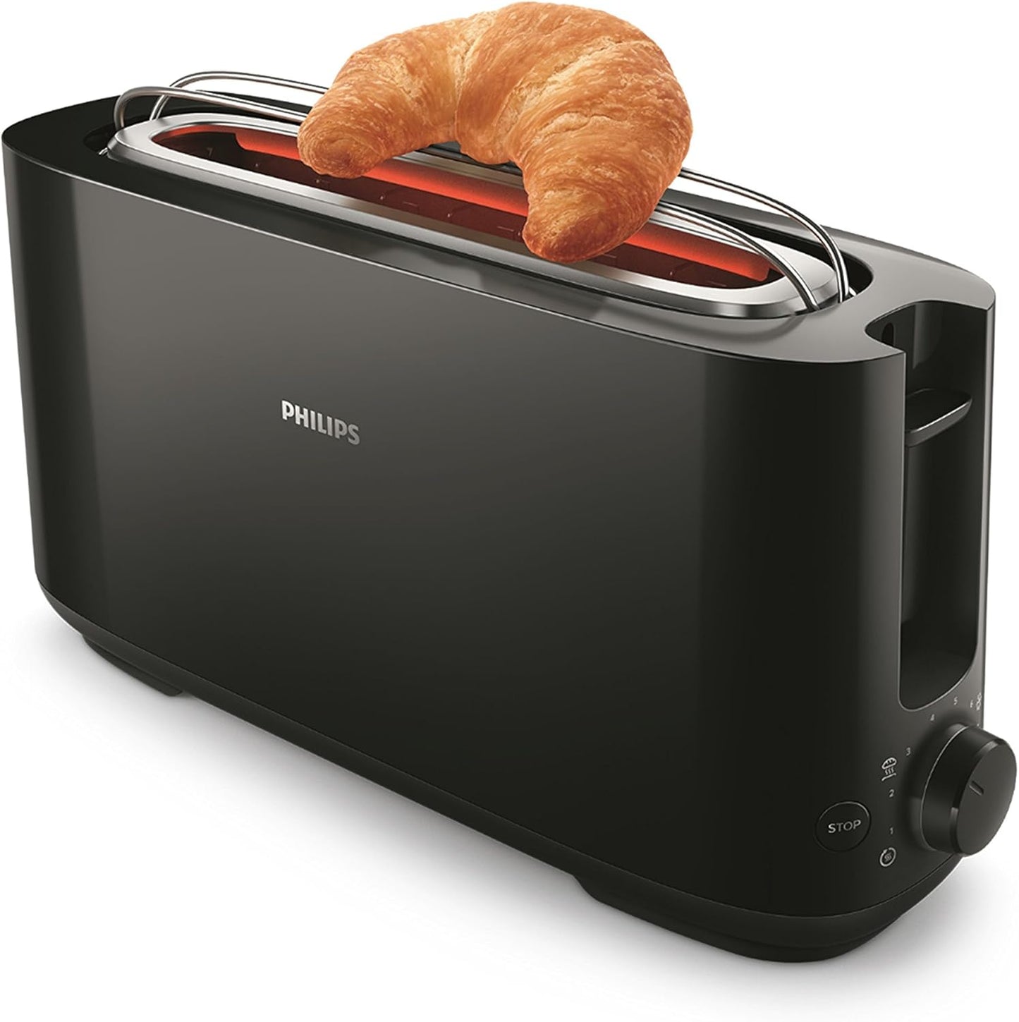 Philips Daily Collection Uzun Yuvalı Ekmek Kızartma Makinesi, Buz Çözme Modu, 8 Kızartma Ayarı, Uzun Yuvalı, Siyah, HD2590/90