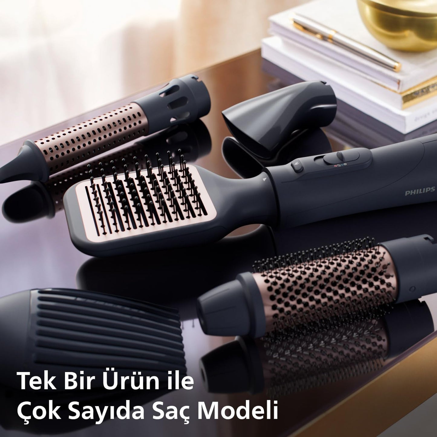 Philips Saç Şekillendirme ve Kurutma Seti BHA530/00, Argan Yağı Seramik Kaplama, 5 Aparat, 3 Isı ve Hız Ayarı