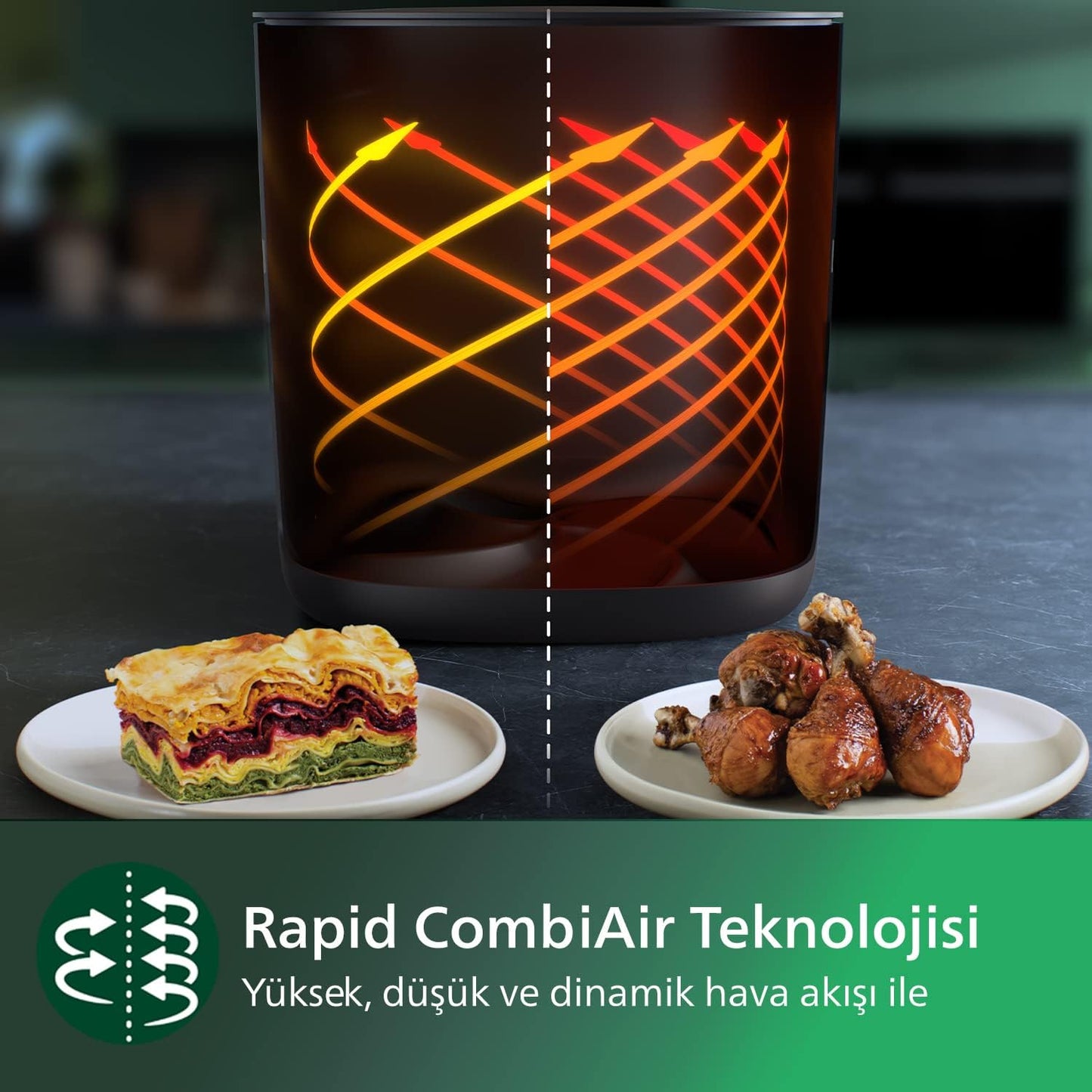 Philips 3000 Serisi Airfryer Large, Rapid Air Teknolojisi 4,1L, 7 Ayarlı Dokunmatik Ekran, Sıcak Tutma Özelliği, HomeID Uygulaması, Kullanımı ve Temizlemesi Kolay, HD9243/90