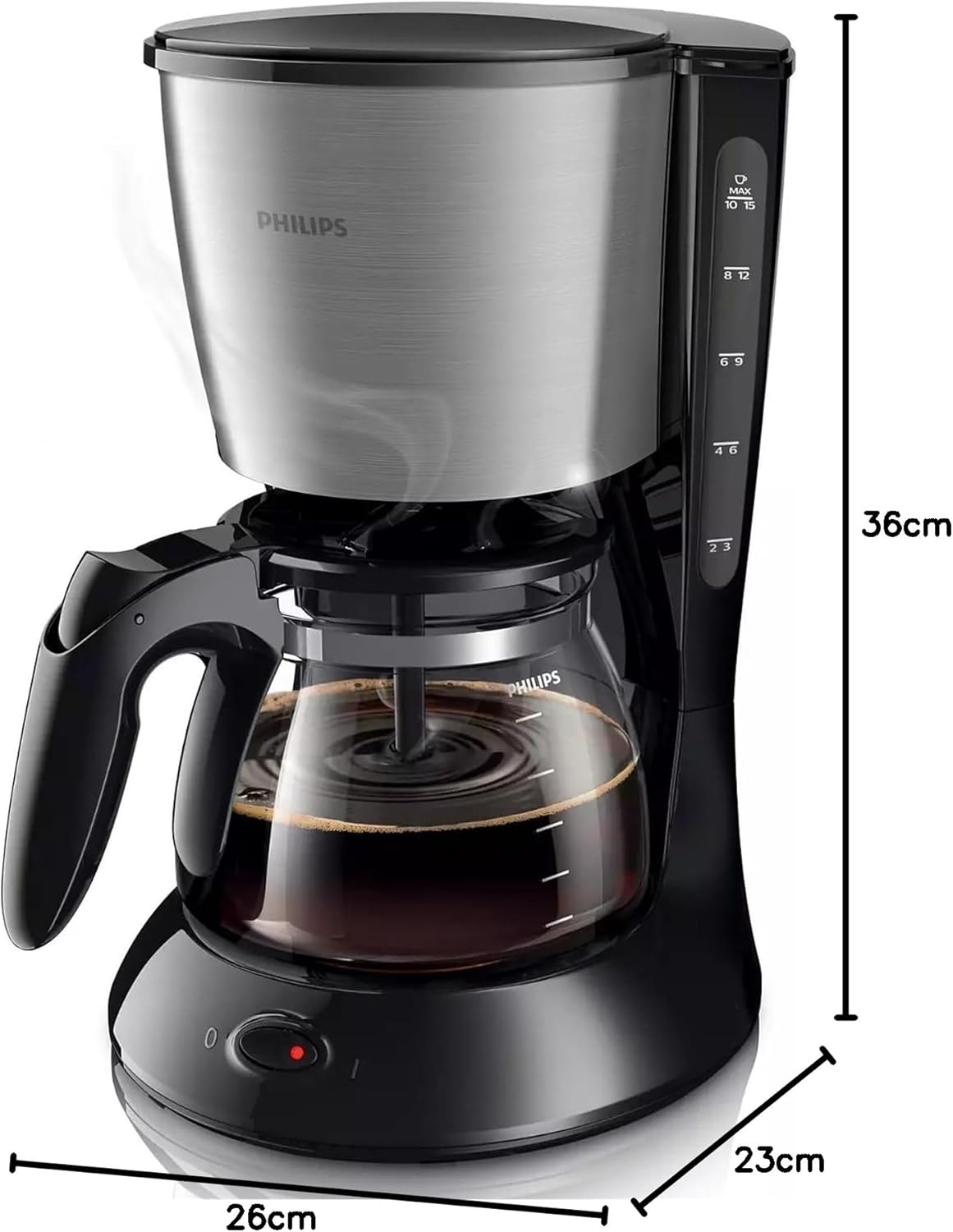 Philips HD7462/20 Kahve Makinesi, Cam Sürahi, 1.2L Kapasite, Makinede Yıkanabilir, 1000 W, Siyah, Metal