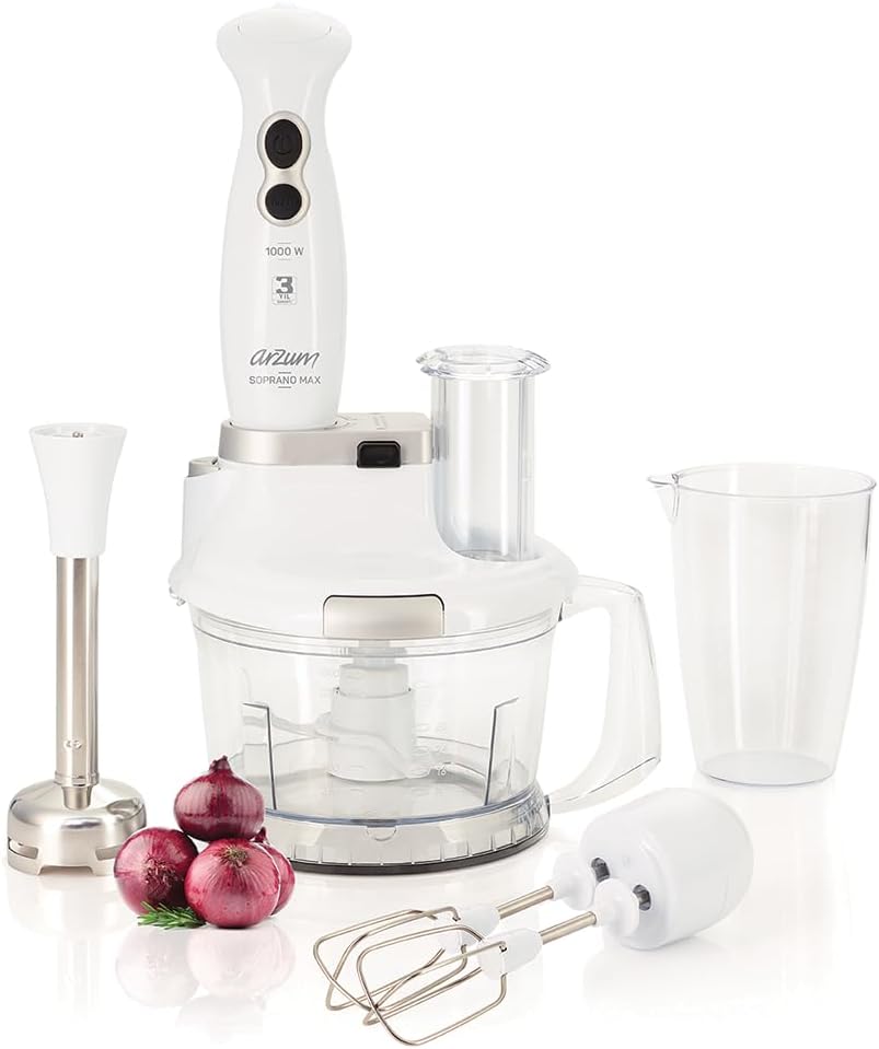 Arzum AR1004 Blender Seti, 800ml ve 1.5L Hazne, 1000W, Beyaz