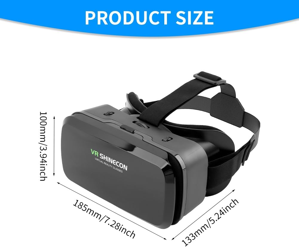 LVOERTUIG VR Headsets Virtual Reality Headsets for Phone Cell Phone 3D Glasses Helmets VR Goggles for TV Movies Video Games Support 4-6inches Mobile Screen,100° Large Viewing Angle(Black)