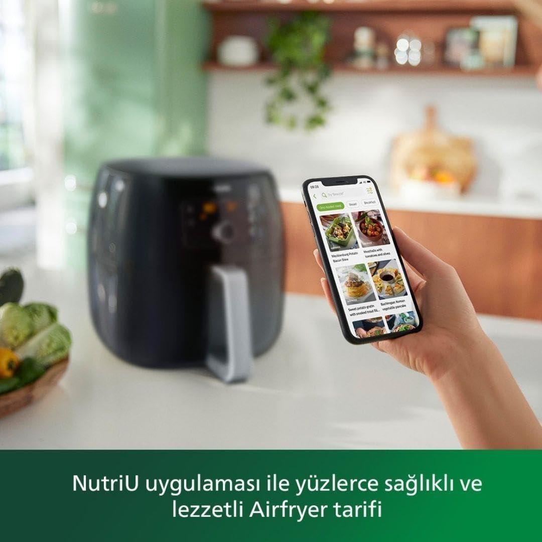 Philips 3000 Serisi Airfryer Large, Rapid Air Teknolojisi 4,1L, 7 Ayarlı Dokunmatik Ekran, Sıcak Tutma Özelliği, HomeID Uygulaması, Kullanımı ve Temizlemesi Kolay, HD9243/90