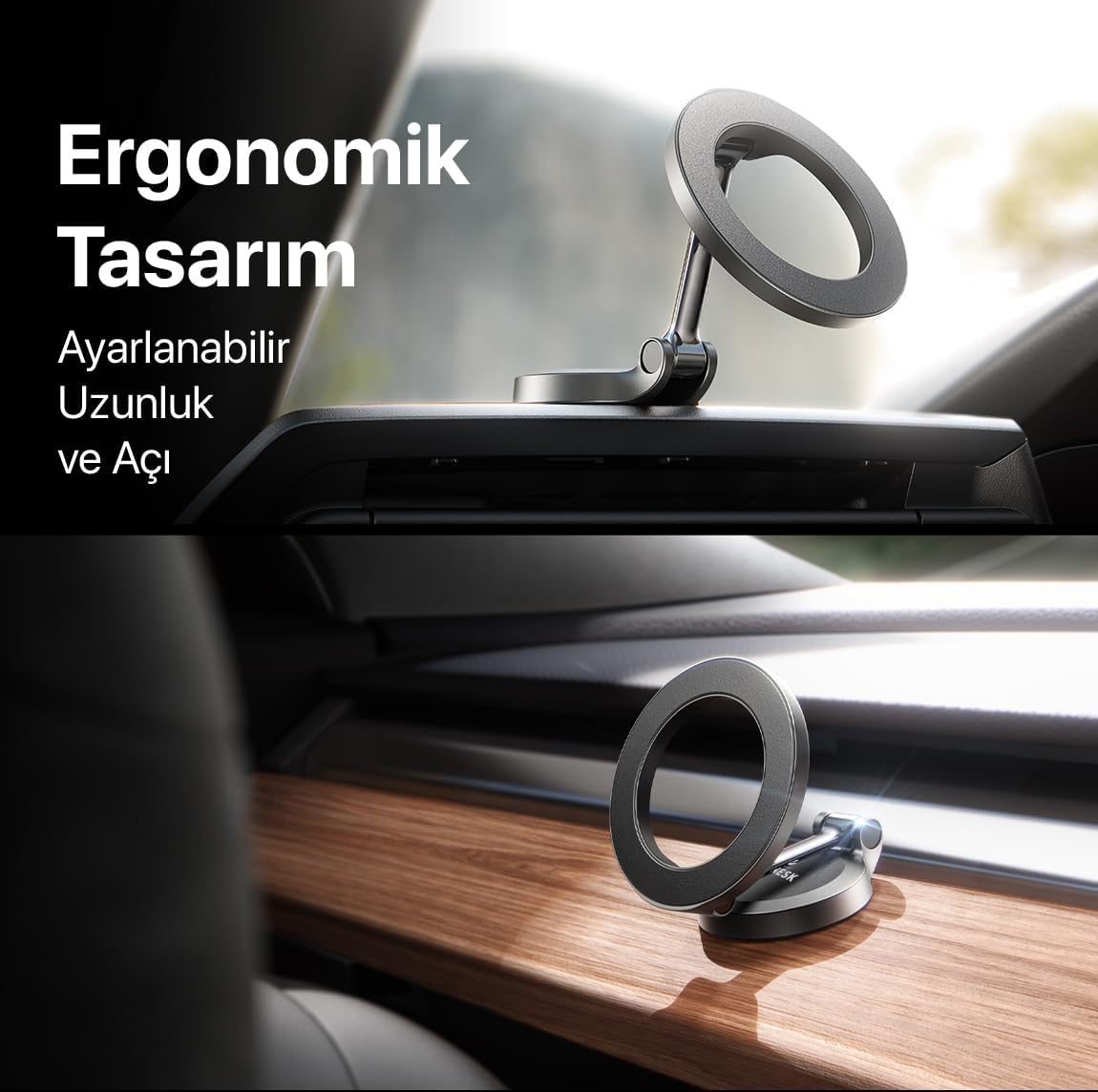 Minesk Magsafe ile Uyumlu Ultra Güçlü Mıknatıslı ve 360 Dönebilen yüksekliği ve Ekran Açısı Ayarlanabilen Vakum Sistemli Akıllı Telefon Tutucu (Vakumlu Manyetik)