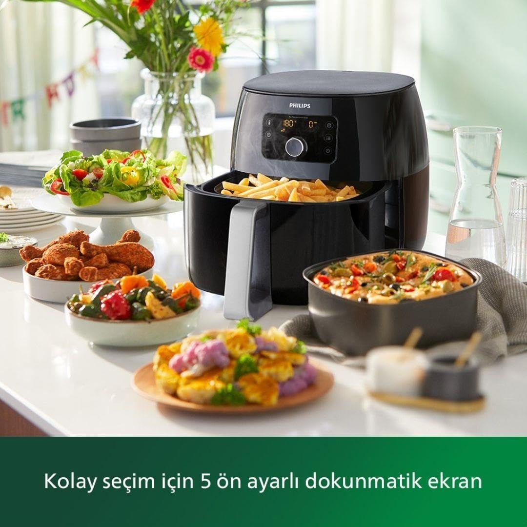 Philips 3000 Serisi Airfryer Large, Rapid Air Teknolojisi 4,1L, 7 Ayarlı Dokunmatik Ekran, Sıcak Tutma Özelliği, HomeID Uygulaması, Kullanımı ve Temizlemesi Kolay, HD9243/90