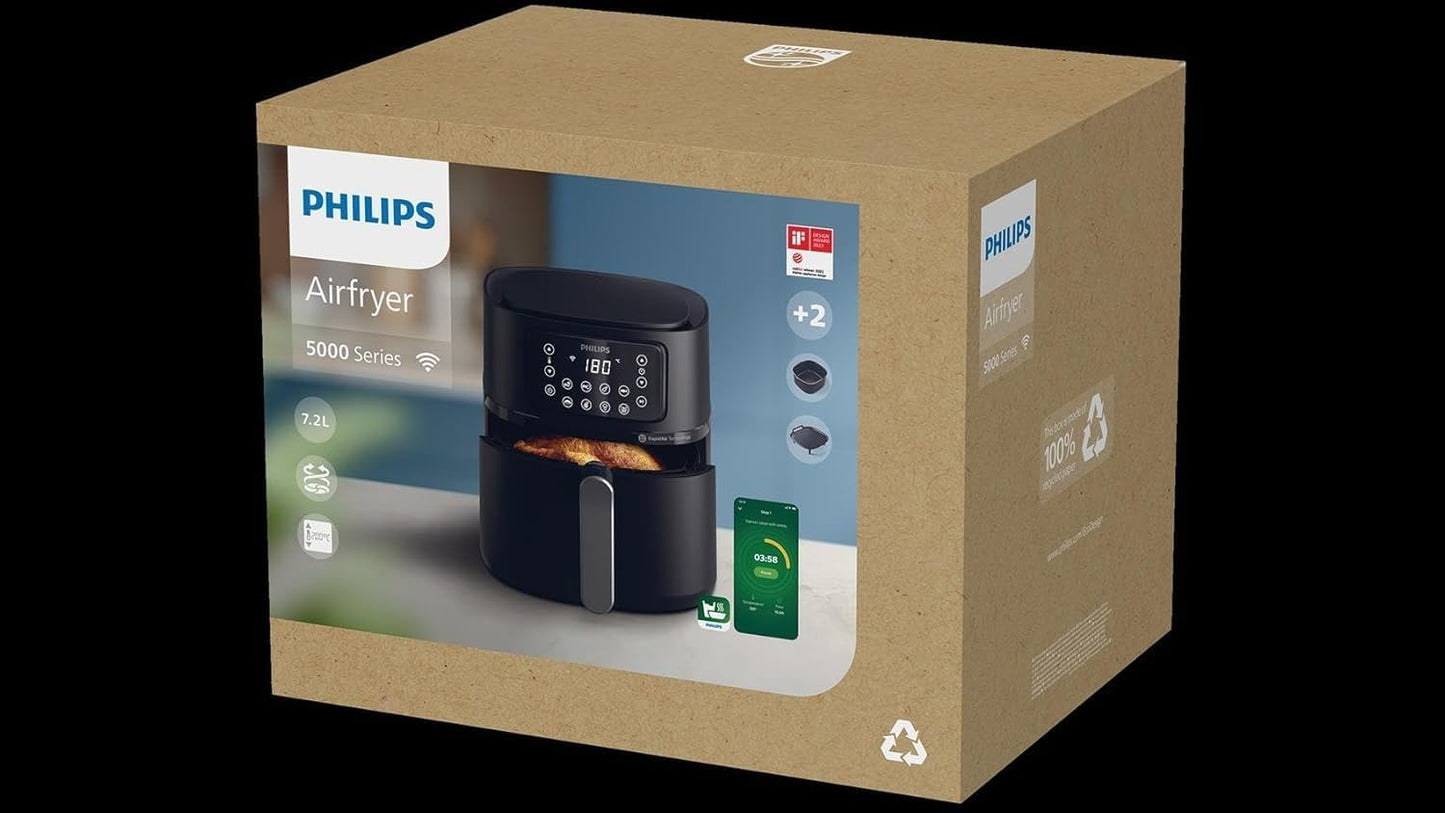 Philips 3000 Serisi Airfryer Large, Rapid Air Teknolojisi 4,1L, 7 Ayarlı Dokunmatik Ekran, Sıcak Tutma Özelliği, HomeID Uygulaması, Kullanımı ve Temizlemesi Kolay, HD9243/90