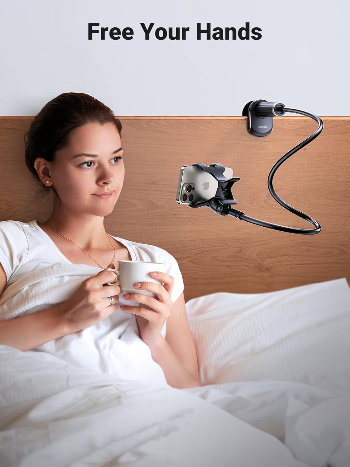 Ugreen Flexible Esnek Yatak Masa Telefon Tutucu Siyah 90 cm