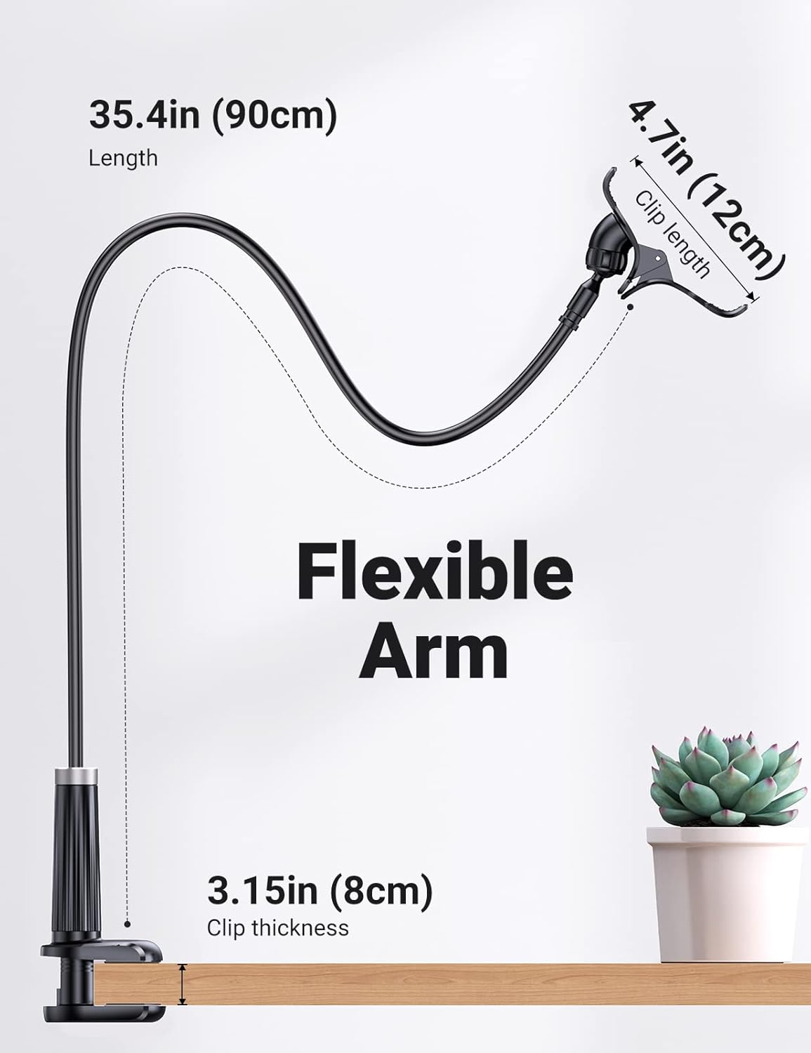 Ugreen Flexible Esnek Yatak Masa Telefon Tutucu Siyah 90 cm