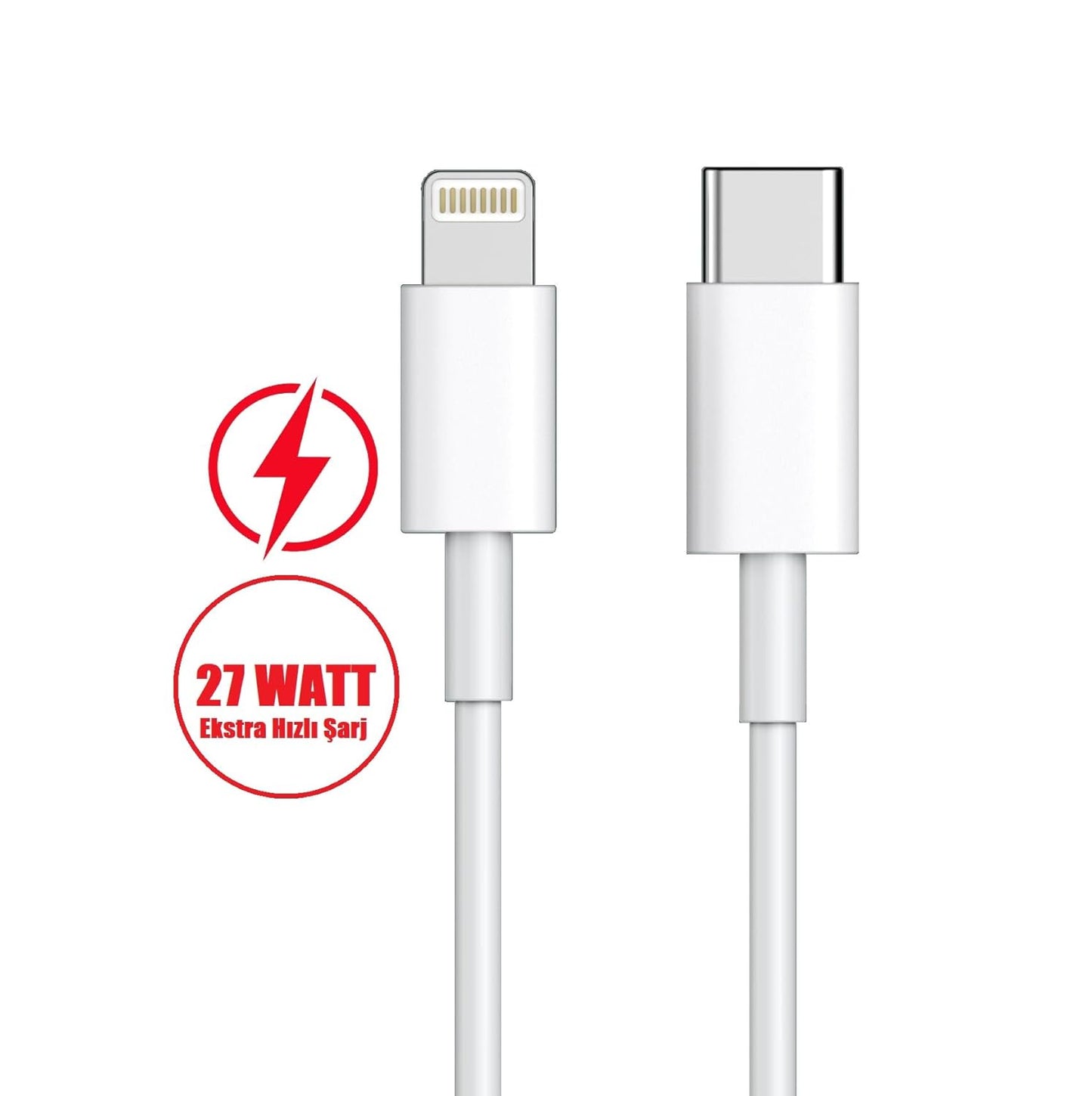 iPhone için 27WATT Hızlı Şarj Kablosu, Type C-Lightning, iPhone 14/13/12/12 Pro Max/11/Xs Max/XR/X, AirPods Pro (100 CM)