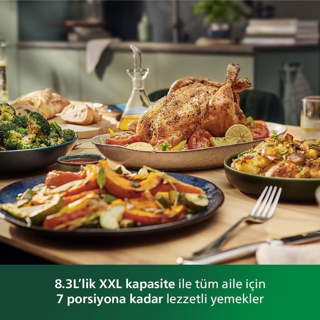 Philips 3000 Serisi Airfryer Large, Rapid Air Teknolojisi 4,1L, 7 Ayarlı Dokunmatik Ekran, Sıcak Tutma Özelliği, HomeID Uygulaması, Kullanımı ve Temizlemesi Kolay, HD9243/90