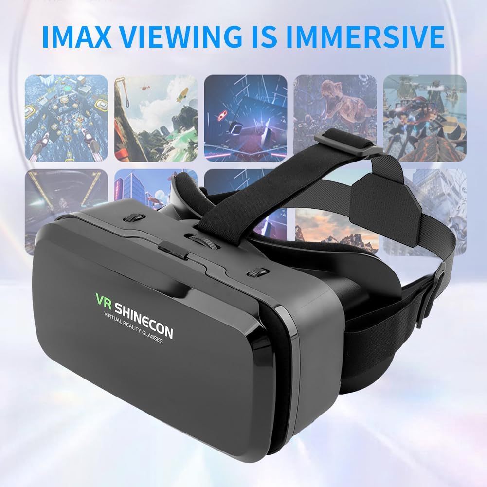 LVOERTUIG VR Headsets Virtual Reality Headsets for Phone Cell Phone 3D Glasses Helmets VR Goggles for TV Movies Video Games Support 4-6inches Mobile Screen,100° Large Viewing Angle(Black)