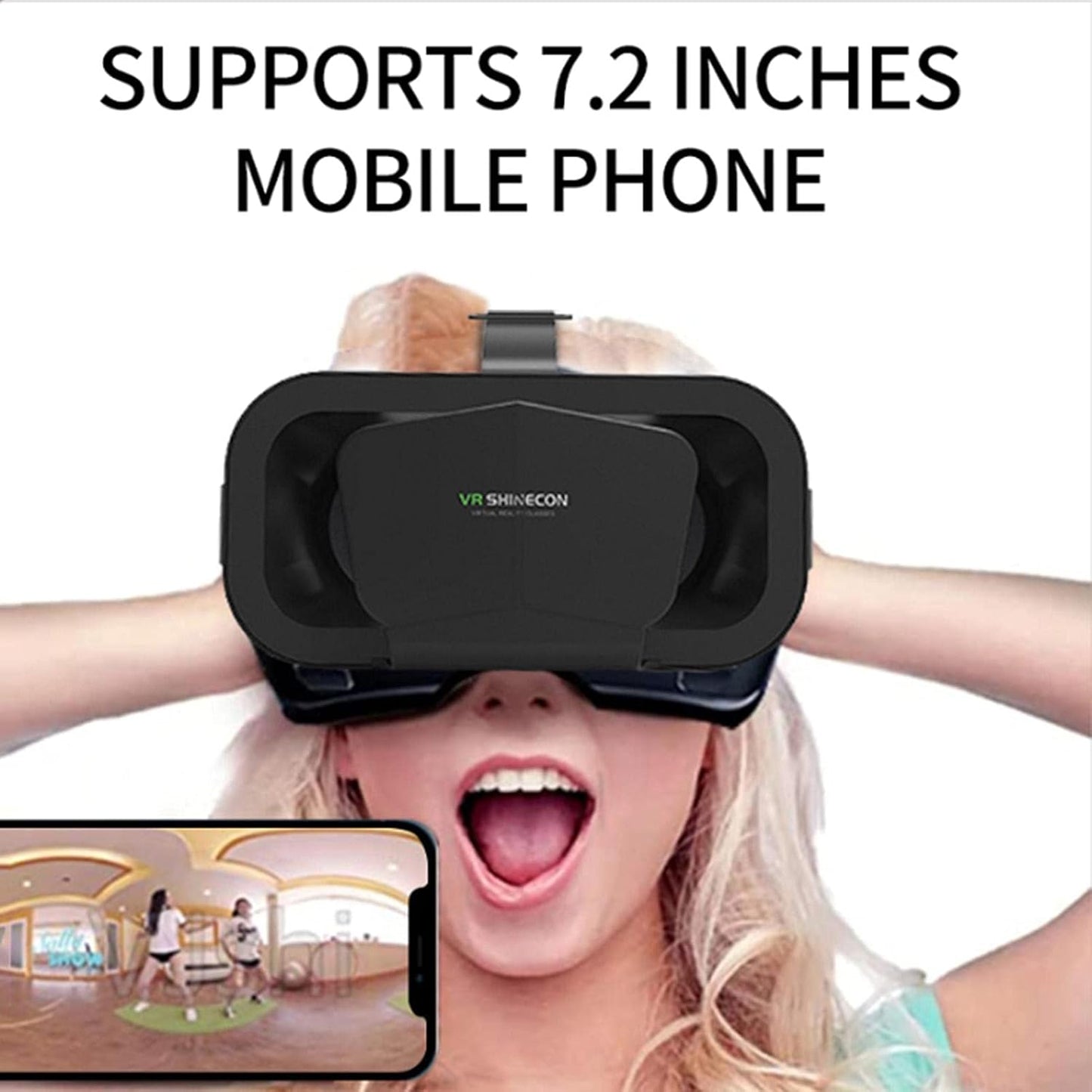Edinber Başa monte edilmiş 3D sanal gerçeklik gözlüğü, Android, Windows ve iOS akıllı telefonlar ile uyumlu, 3,5 - 7,25 inç, siyah