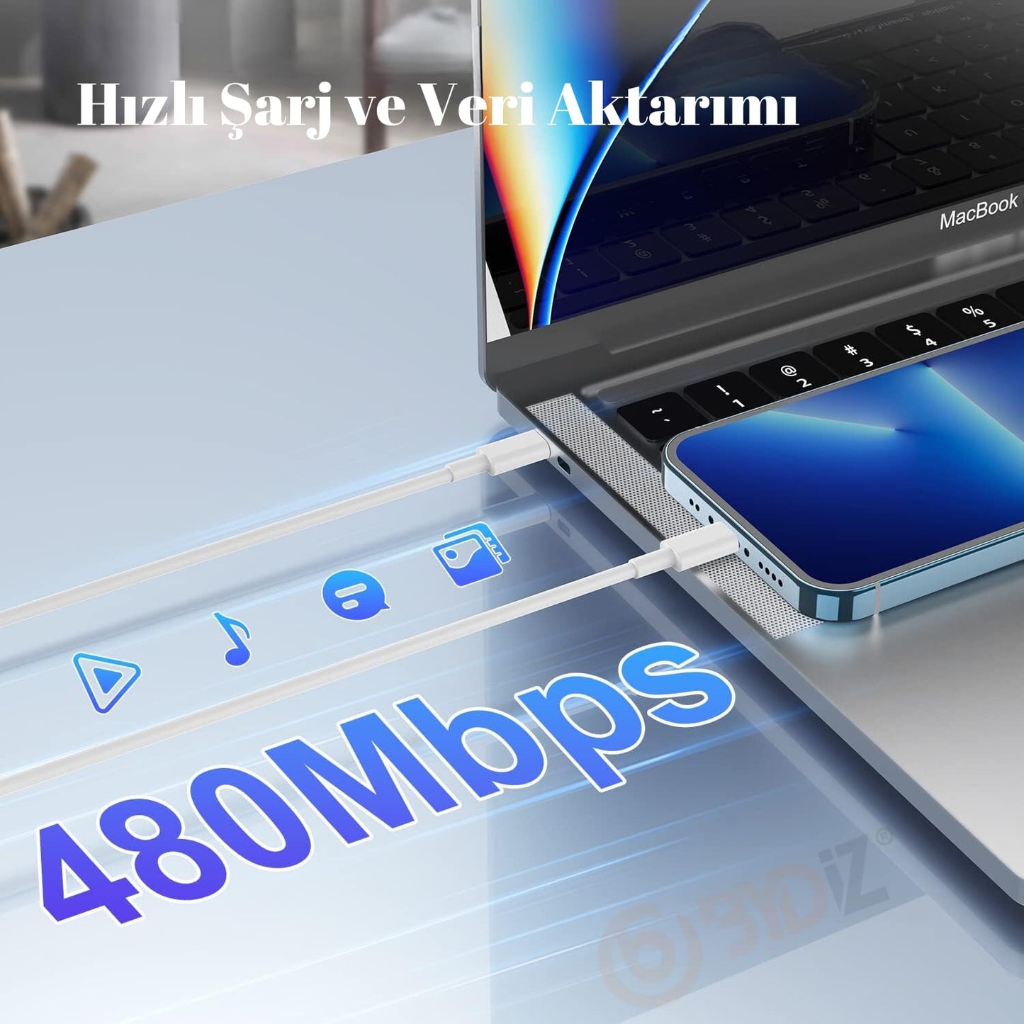 iPhone USB C To Lightning Hızlı şarj Aleti Kablosu 【 MFi Onaylı Çip 】 iPhone Hızlı Şarj Kablosu 14/13/12/12 Pro Max/11/Xs Max/XR/X,AirPods Pro