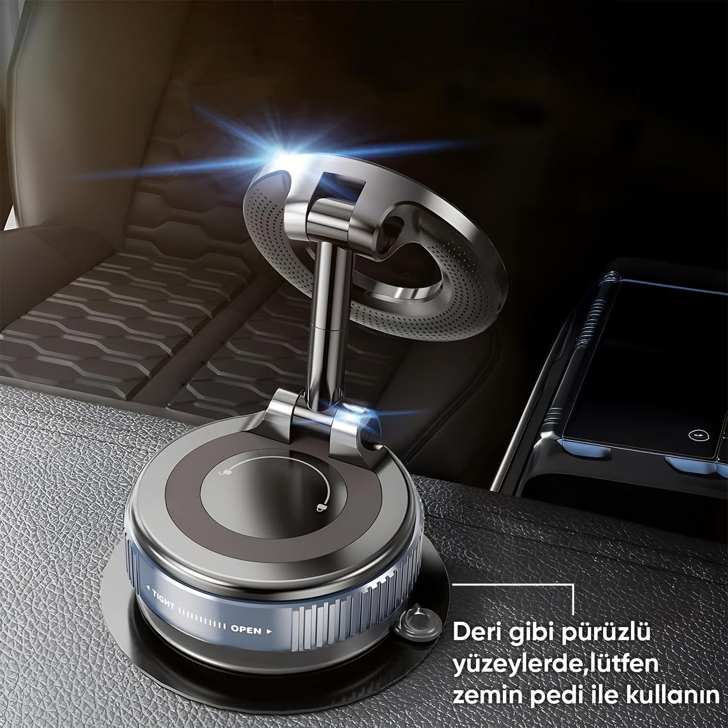 Minesk Magsafe ile Uyumlu Ultra Güçlü Mıknatıslı ve 360 Dönebilen yüksekliği ve Ekran Açısı Ayarlanabilen Vakum Sistemli Akıllı Telefon Tutucu (Vakumlu Manyetik)