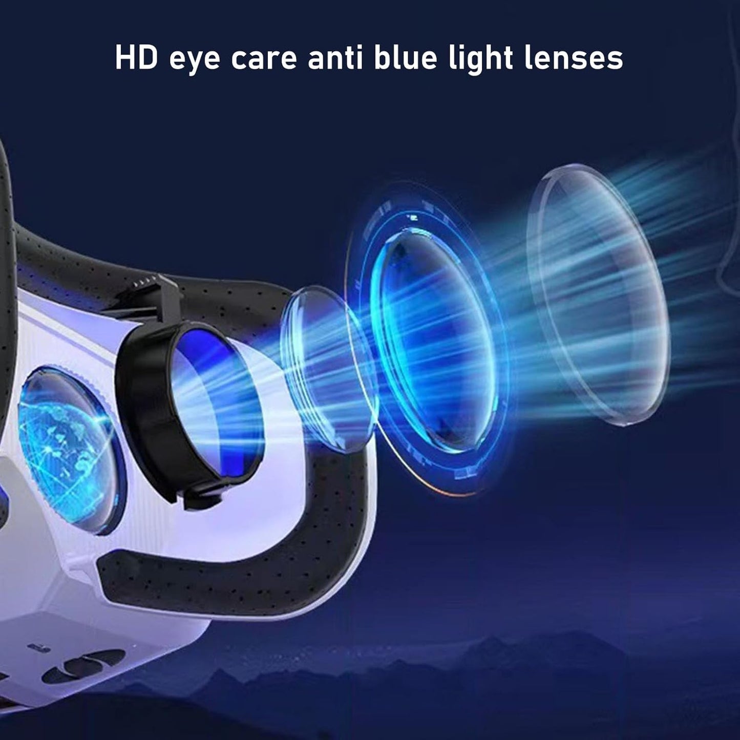UPALDHOU 3D Anti Blue Lens VR Guardian Oyunları TV 3D Cam, -5.5 Ila 7.2 inç Telefonla Derinlemesine Uyumluluk, VR oyuncuları Için Ayarlanabilir Bir öğrenci Mesafesi