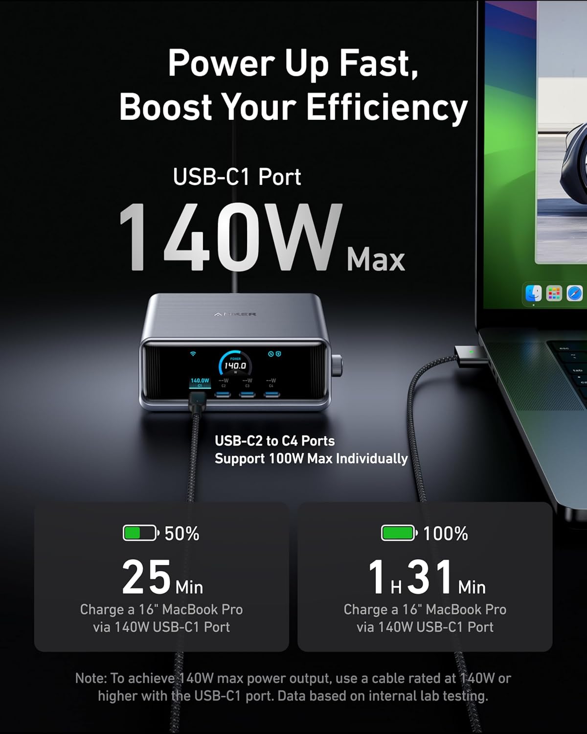 Anker Prime 250 W GaN Desktop Şarj A2345, Silver