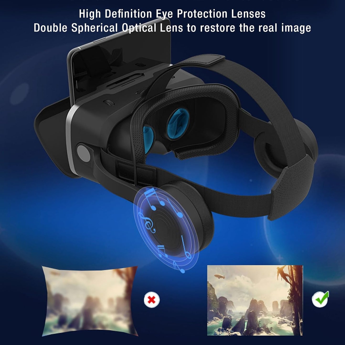 Sanal Gerçeklik Gözlükleri, Video Oyunları Için 4.7 Ila 7 Inçlik Bir Telefon Için Rahat Bir ışıkla 3D VR 3D Kulaklık TV Filmleri