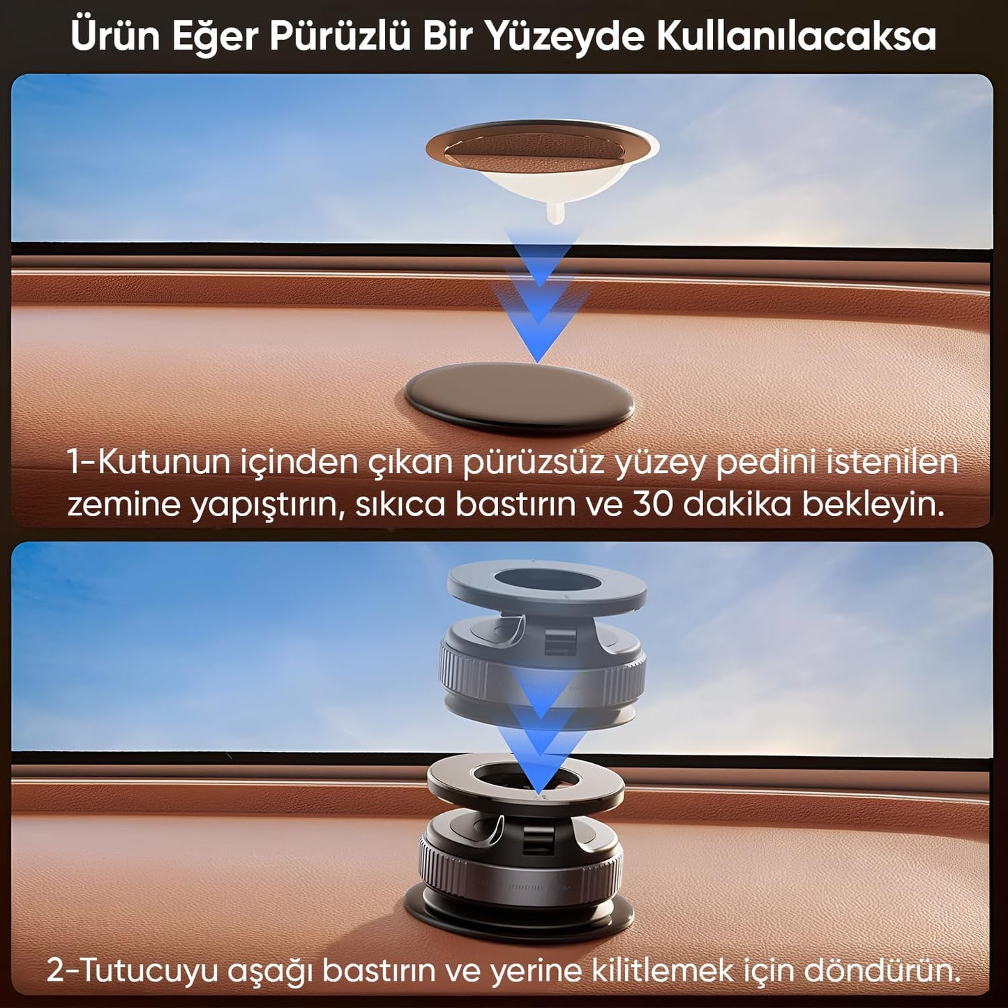 Minesk Magsafe ile Uyumlu Ultra Güçlü Mıknatıslı ve 360 Dönebilen yüksekliği ve Ekran Açısı Ayarlanabilen Vakum Sistemli Akıllı Telefon Tutucu (Vakumlu Manyetik)