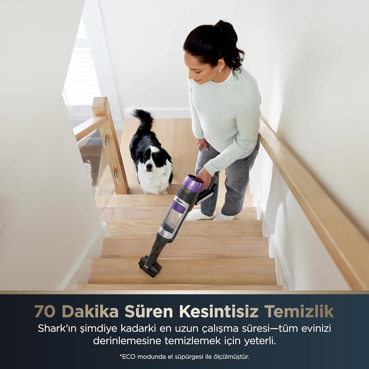 Shark Powerdetect, Otomatik Boşlatma Sistemli, Kir-Zemin-Işık-Köşe-Yön Algılama, 70 Dakikaya Kadar Çalışma Süresi, Led Ekran, Anti Hair-Wrap Başlık, Pet-Turbo-Aralık Başlıklı Şarjlı Dikey Süpürge