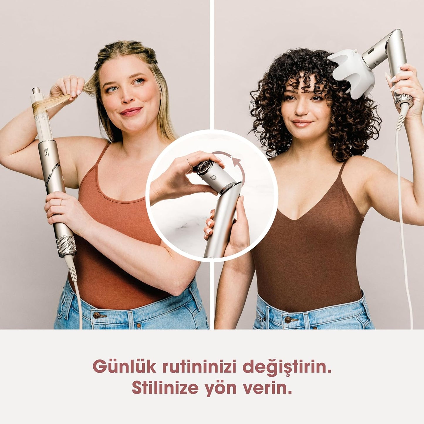Shark Flexstyle Saç Şekillendirme Sistemi, 5i1 Arada, Saça Zarar Vermez, Isı Kontrollü, 5 Başlıklı, 3 Isı Ve 3 Hava Akışı Ayarı, Ultra Hafif, Taşıma Çantası Hediyeli, Stone Rengi