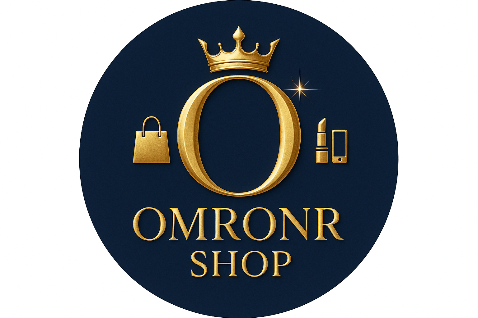 Navy blue background logo for OMRONR SHOP