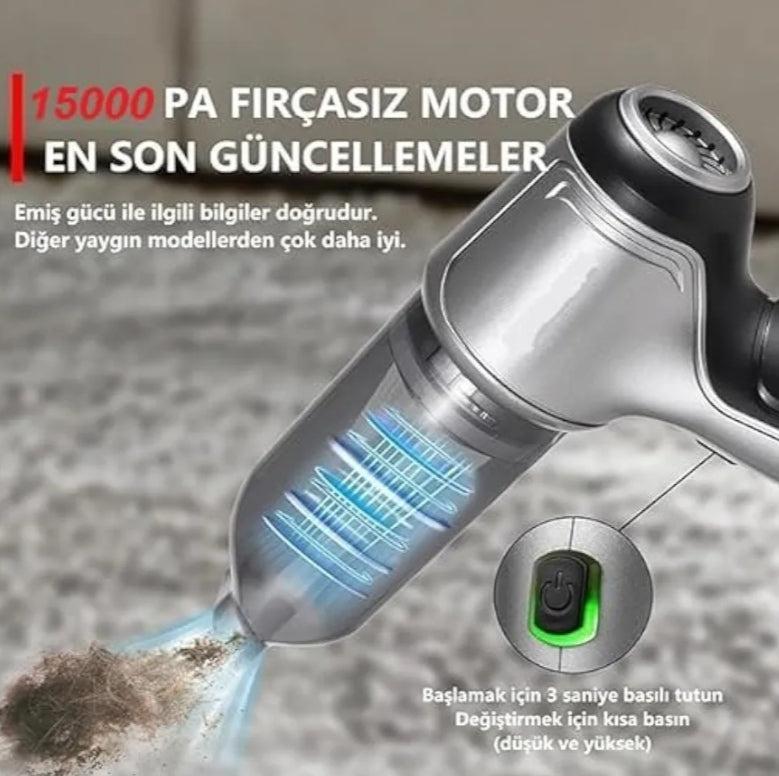 FERYX-Mini El Süpürgesi(SUITI ST-6645 PRO) 15000Pa Akülü El Süpürgesi Pilli Elektrikli Süpürge 3'ü 1 Arada Çok Fonksiyonlu Fırçasız Motor Ayarlanabilir Güç (Gri)